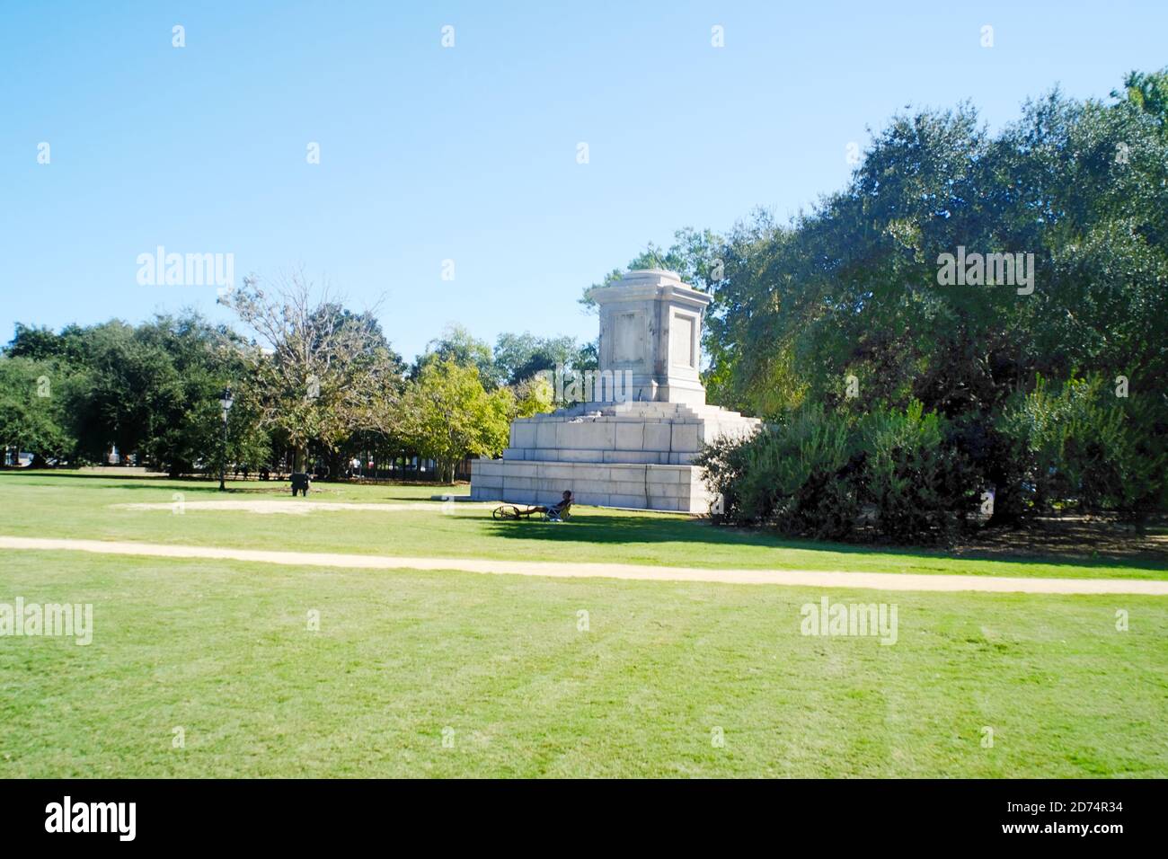 Southern Railway Offices, HS Hunley Civil War Sub, Best Friend of Charleston 1842 train, Plants, Base of Stature for Calhoun Was Politically Removed. Stock Photo