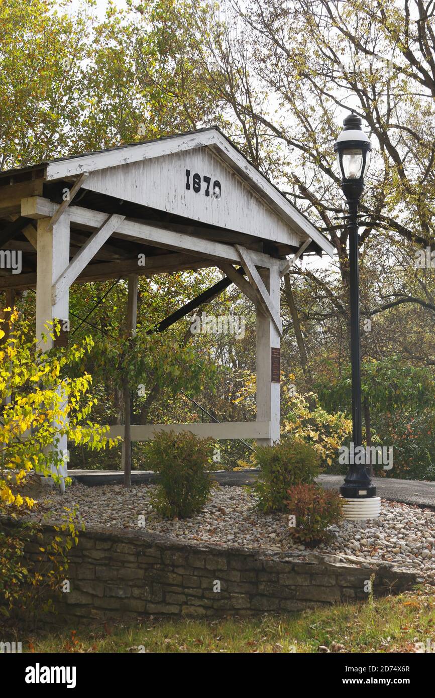 Germantown Covered Bridge. Bridge erected 1870. Restored 1963. Autumn
