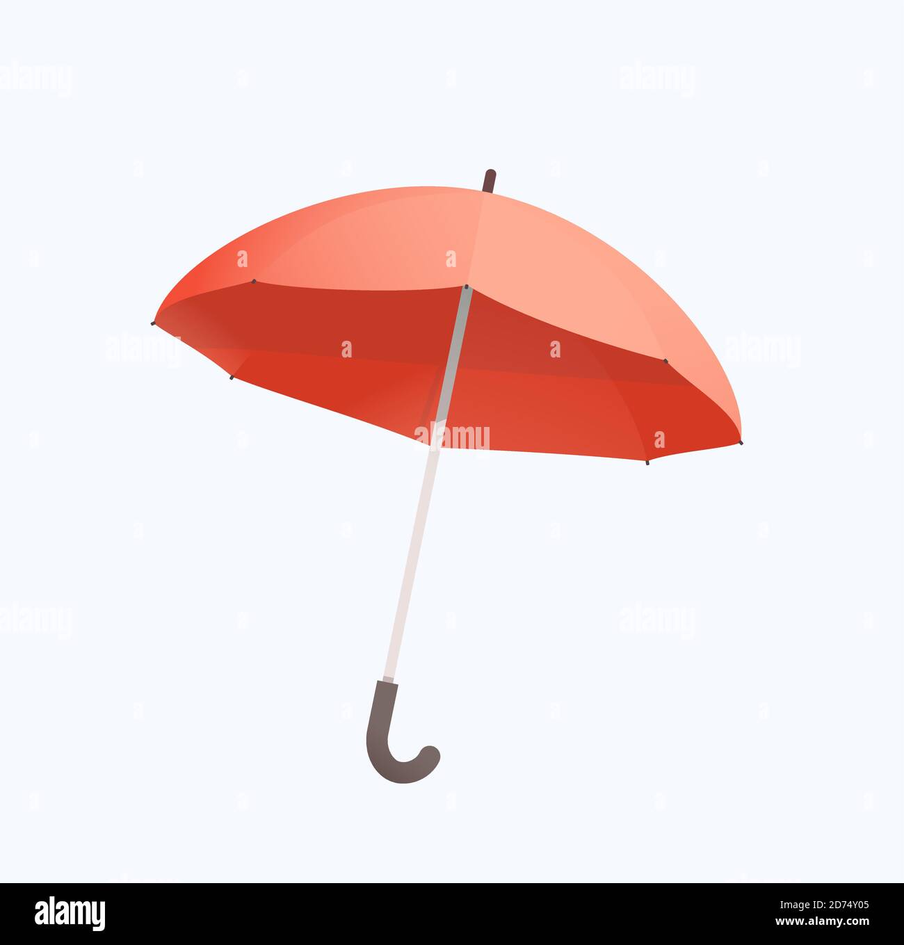 Red umbrella isolated object on white. Flat and realistic design with shades. Stock Vector