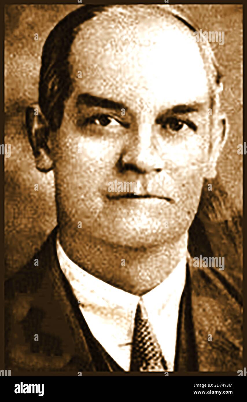 A 1930's portrait of Howell county sheriff C. Roy Kelly, shot and killed by two members of the Barker Gang (Alvin Karpis and Fred Barker),while investigating  a burglary at C.C. McCallon Clothing Store. One of the suspects was the same man responsible for the murder of Chief Manley Jackson, of the Pocahontas Police Department in  Arkansas. FBI agents  later shot and killed his murderer. The 2nd suspect was caught. He committed suicide in 1979. Kelly  who was  a Freemason was survived by his wife.who took over as sheriff. He was buried at the Masonic & Van Buren Cemetery. Stock Photo
