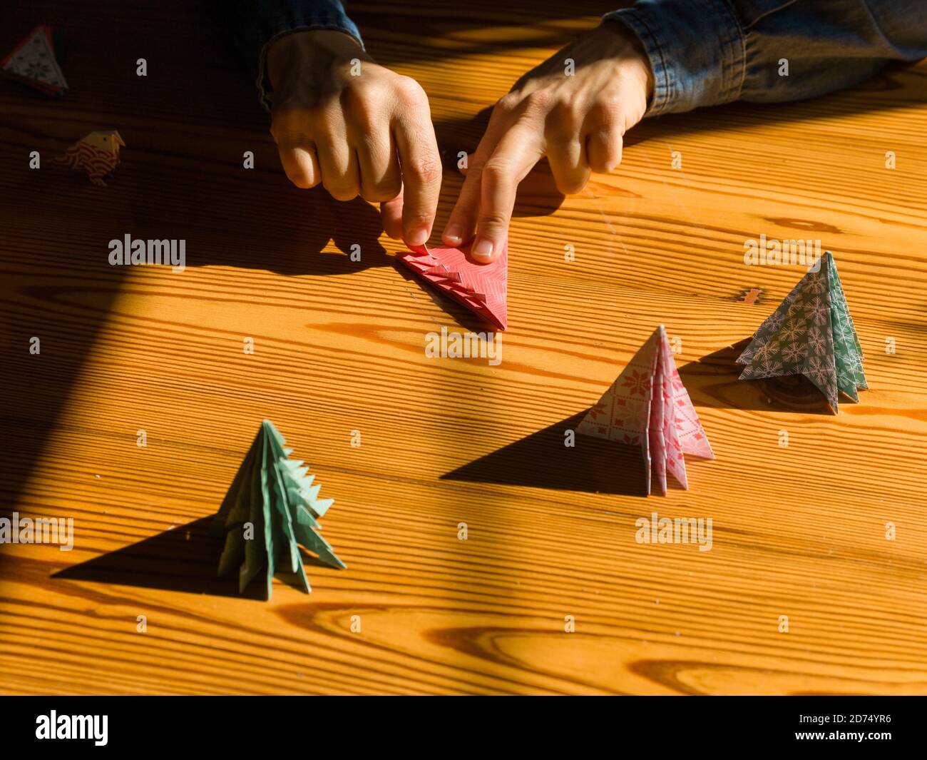 Creating christmas gifts decorations with christmas trees. Made with