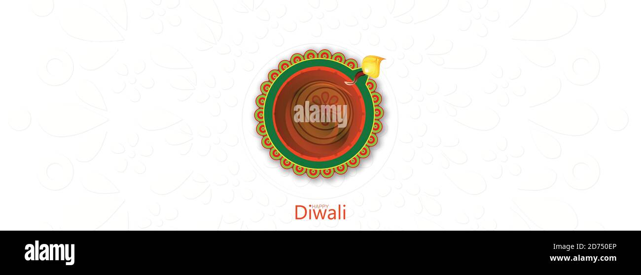 Dipawali is written in Hindi which means the festival of lights. Vector illustration of Diwali festival Diya Lamp. Indian cityscape in background. Stock Vector