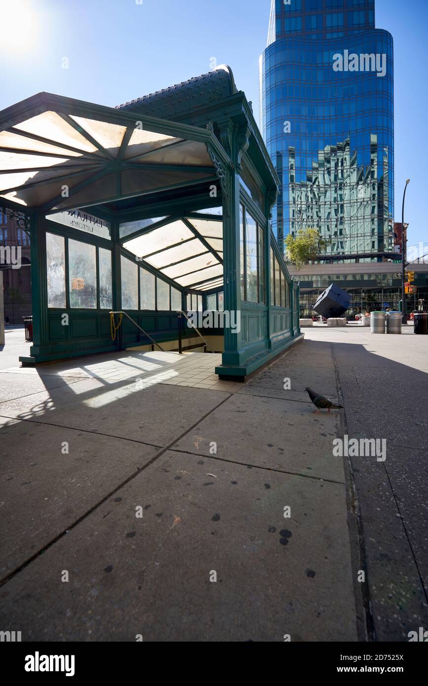 Cast iron and glass Astor Place Subway entrance in New York City Stock Photo