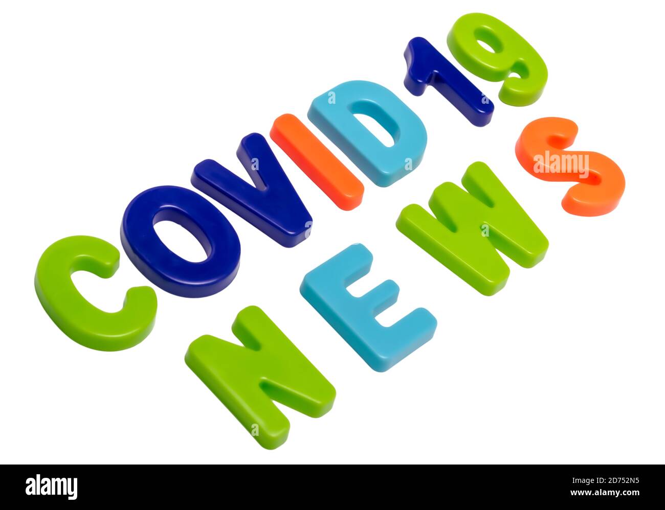 Coronavirus pandemic, text COVID-19 NEWS on a white background. News about the global pandemic COVID-19 is official the new name for coronavirus disea Stock Photo