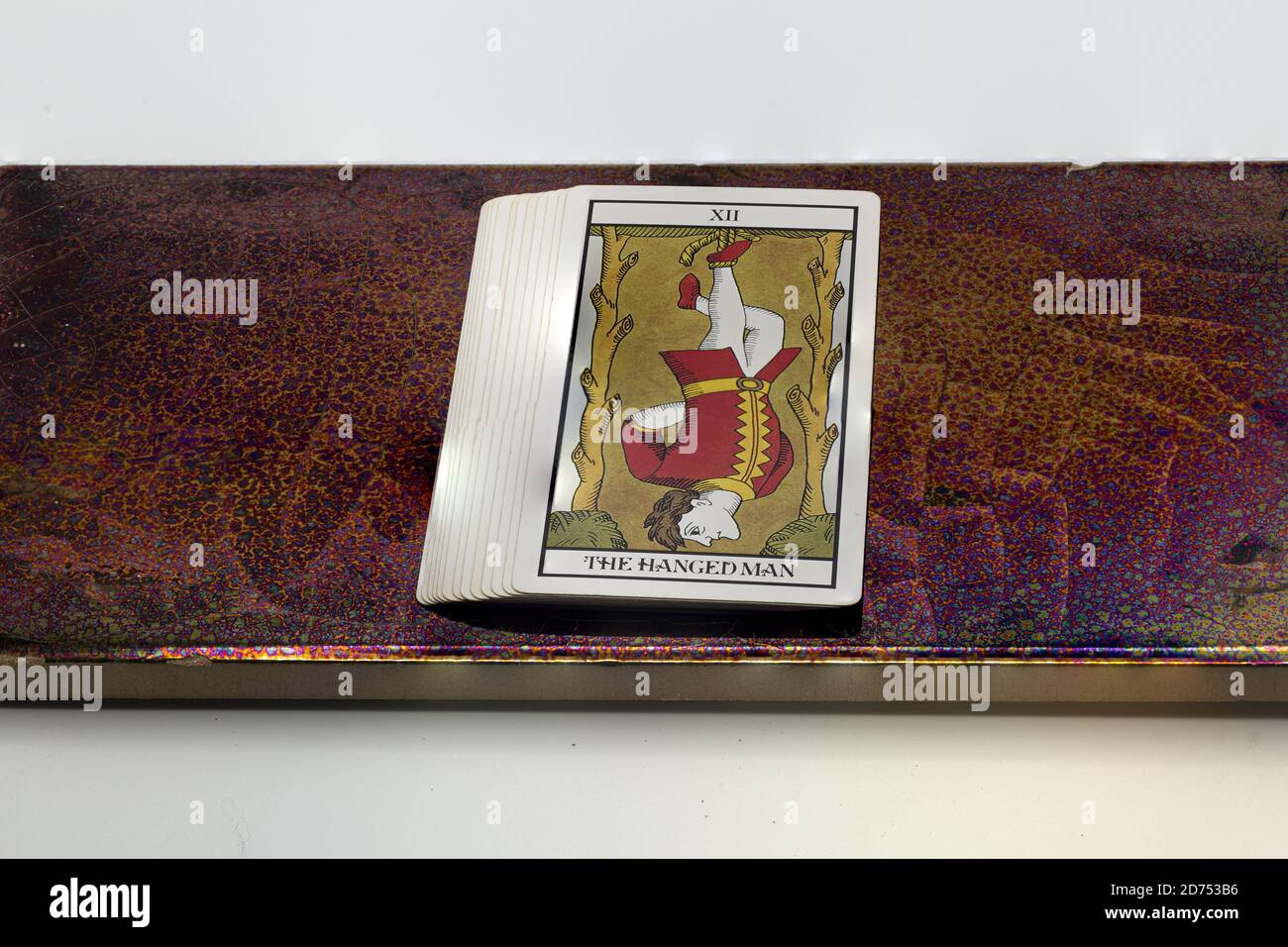 Tarot card - the Hanged Man, symbolizing ultimate surrender Stock Photo