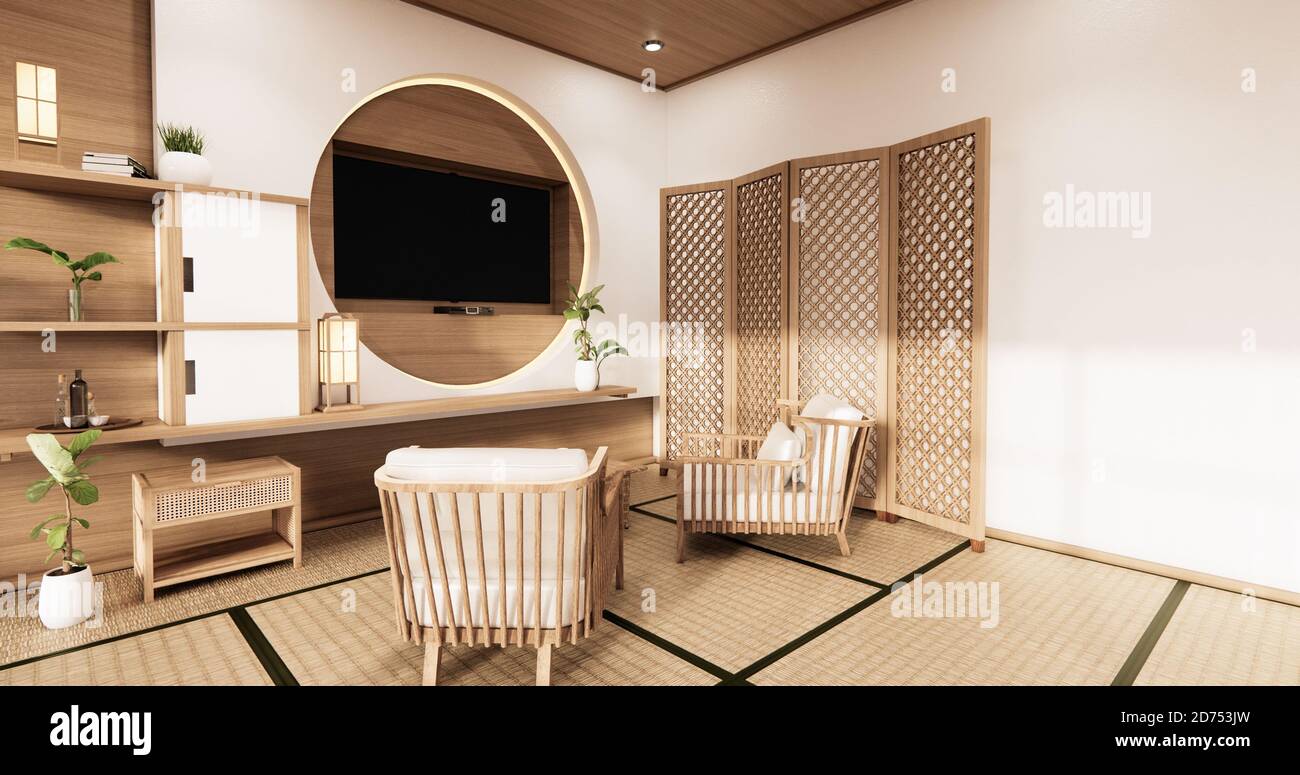 the circle wall design room Japanese - zen style,minimal designs. 3D ...