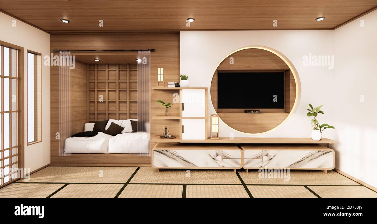 the circle wall design room Japanese - zen style,minimal designs. 3D ...