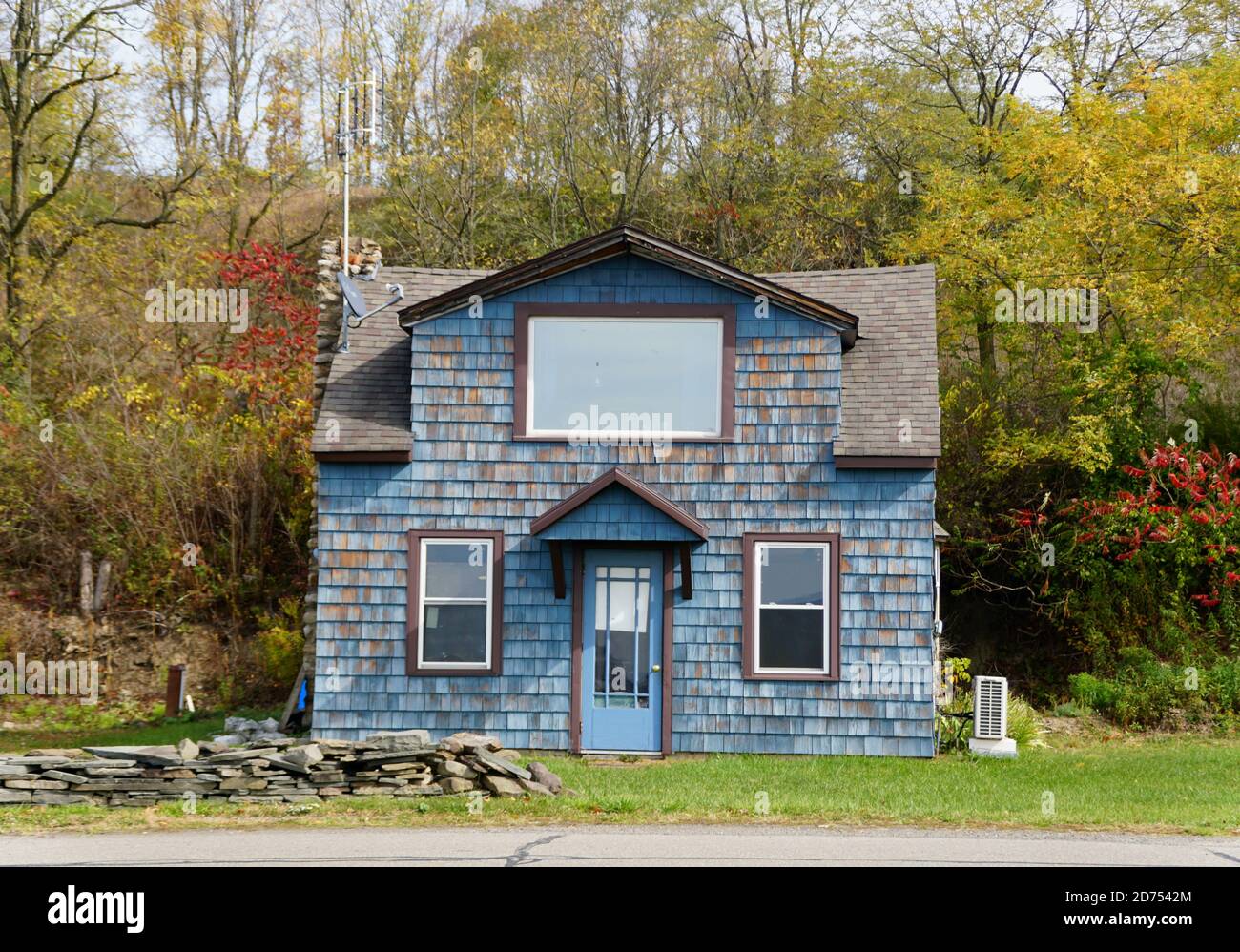 Fall House Blue A small blue house surrounded by fall foliage near Wyalusing ...