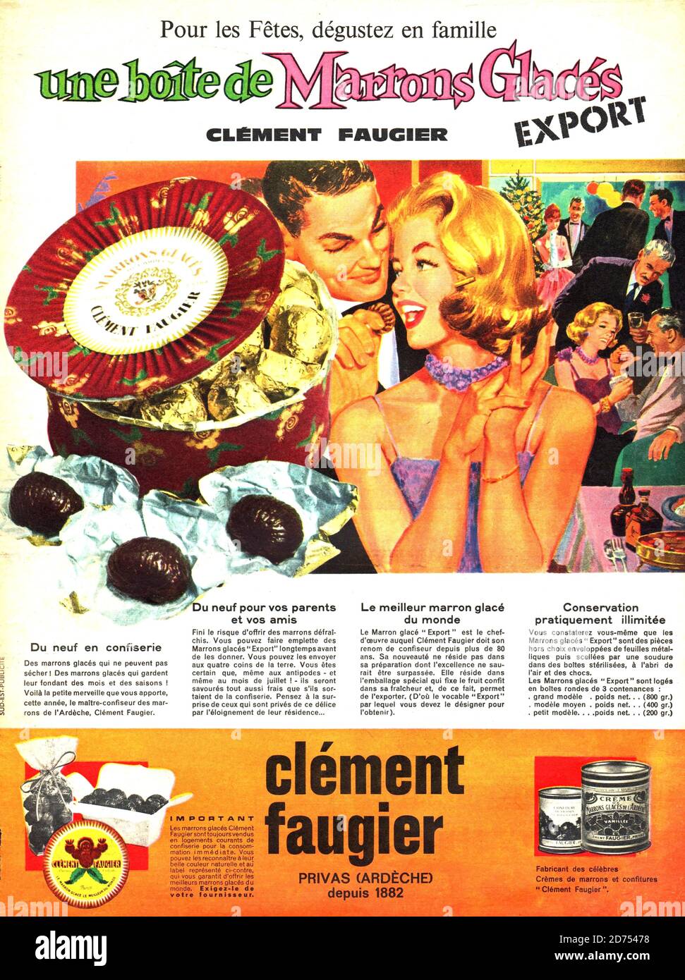 Publicite de presse creme de marron Clement Faugier 1960 Stock Photo