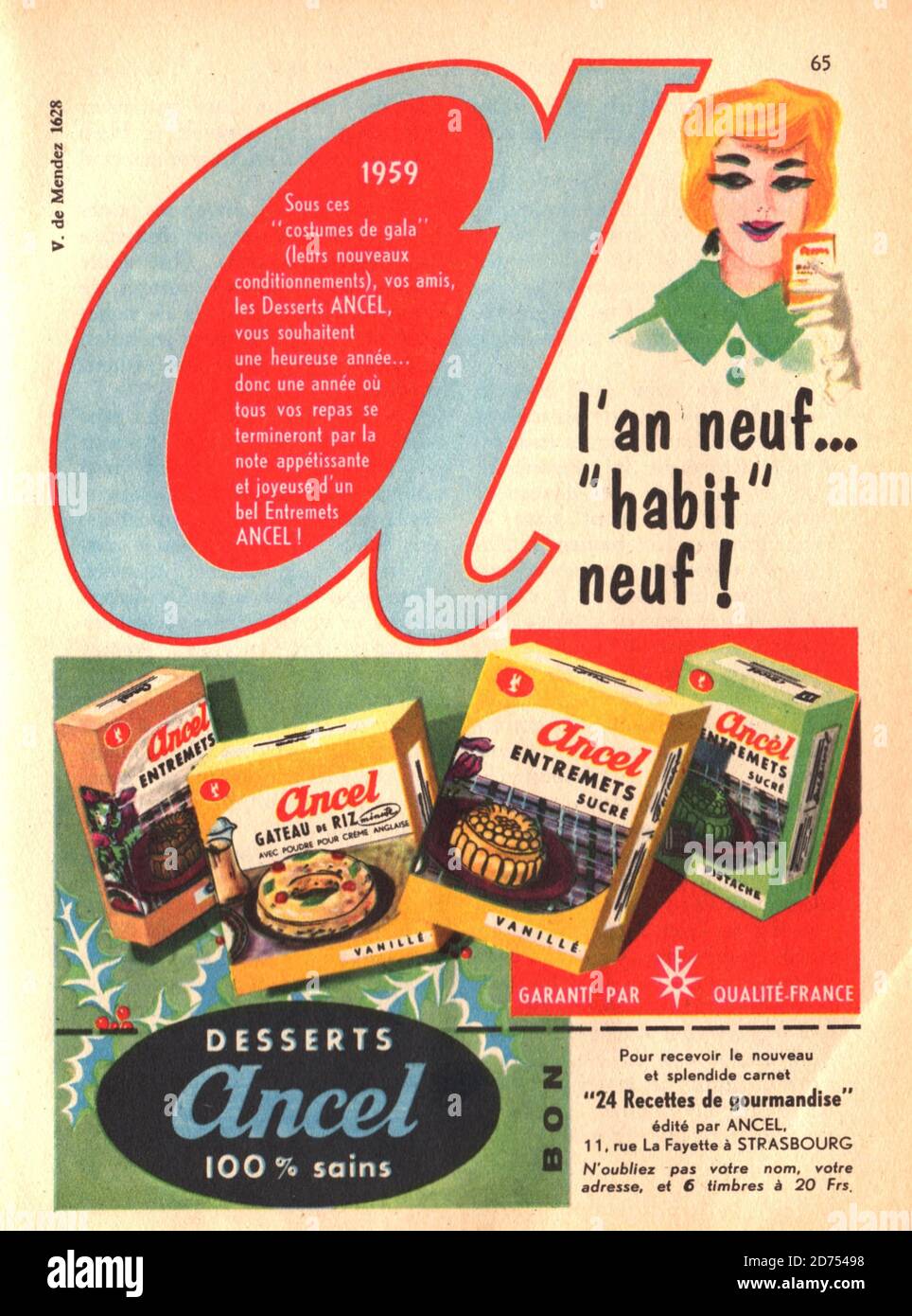 publicite de presse desserts Ancel 1959 Stock Photo