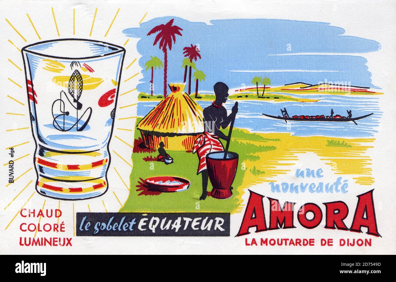 Buvard verres moutarde de Dijon Amora vers 1955 Stock Photo