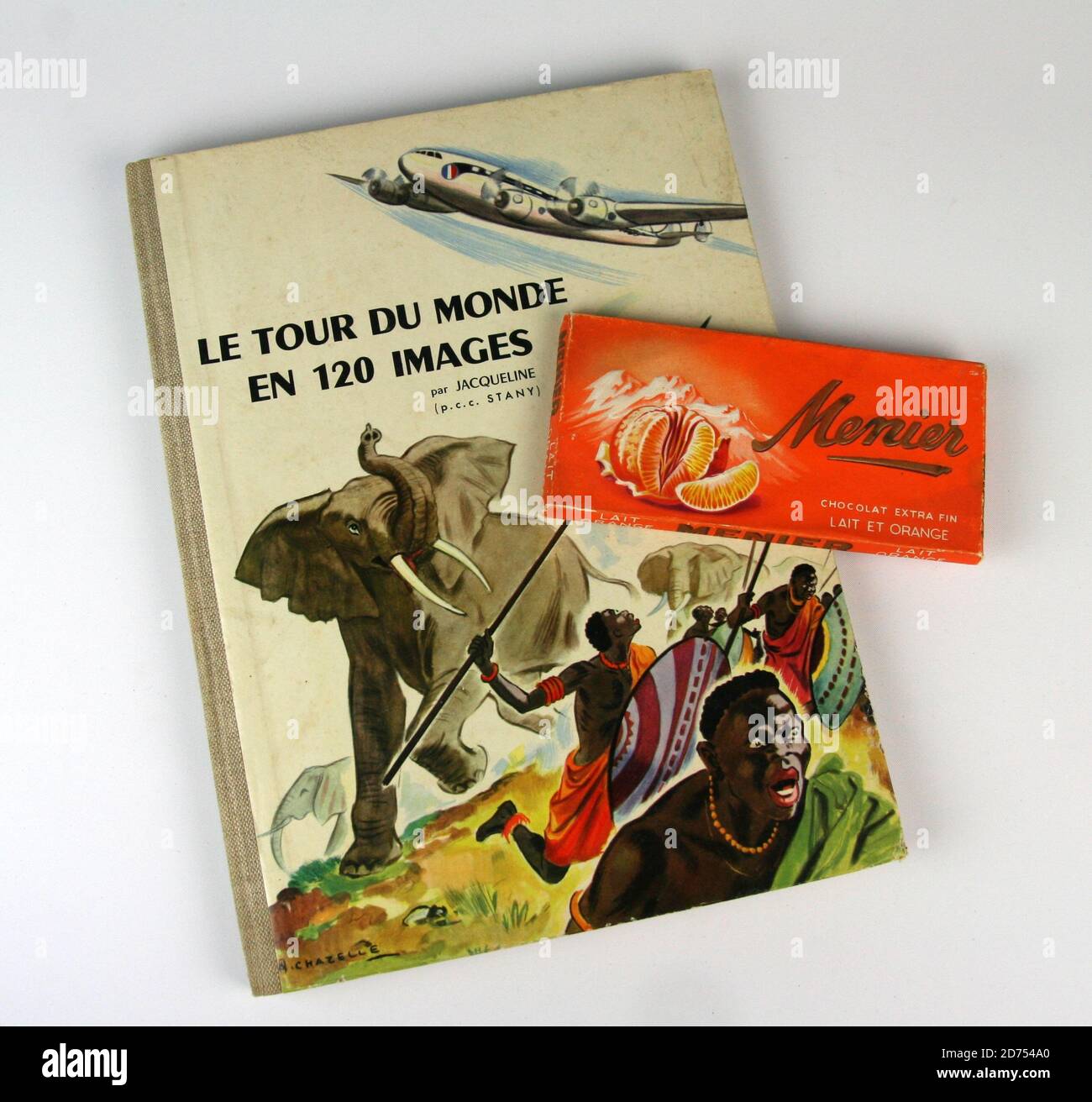 Collecteur d image et tablette de chocolat Menier vers 1955 Stock Photo