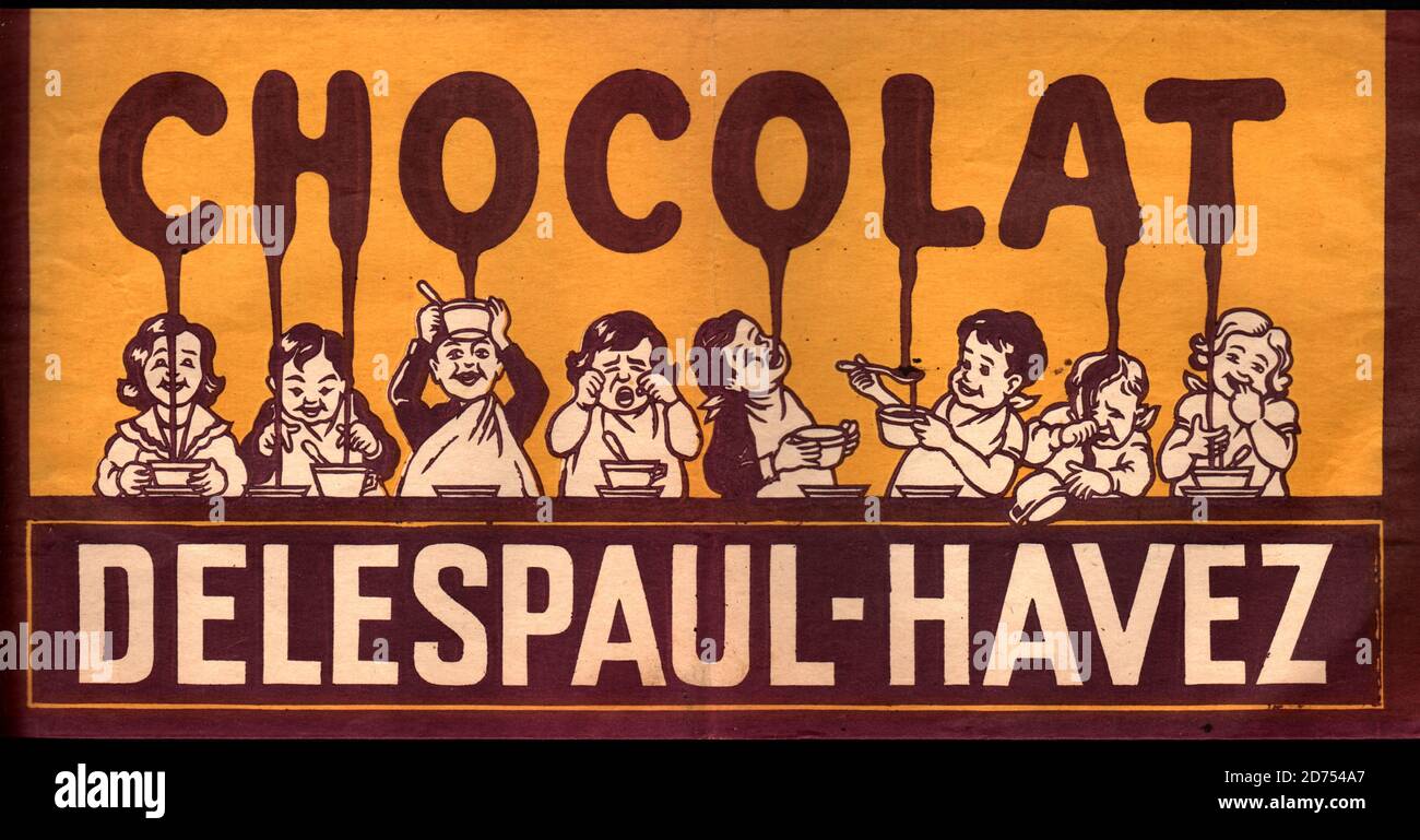 Calot publicitaire chocolat Delespaul vers 1955 Stock Photo