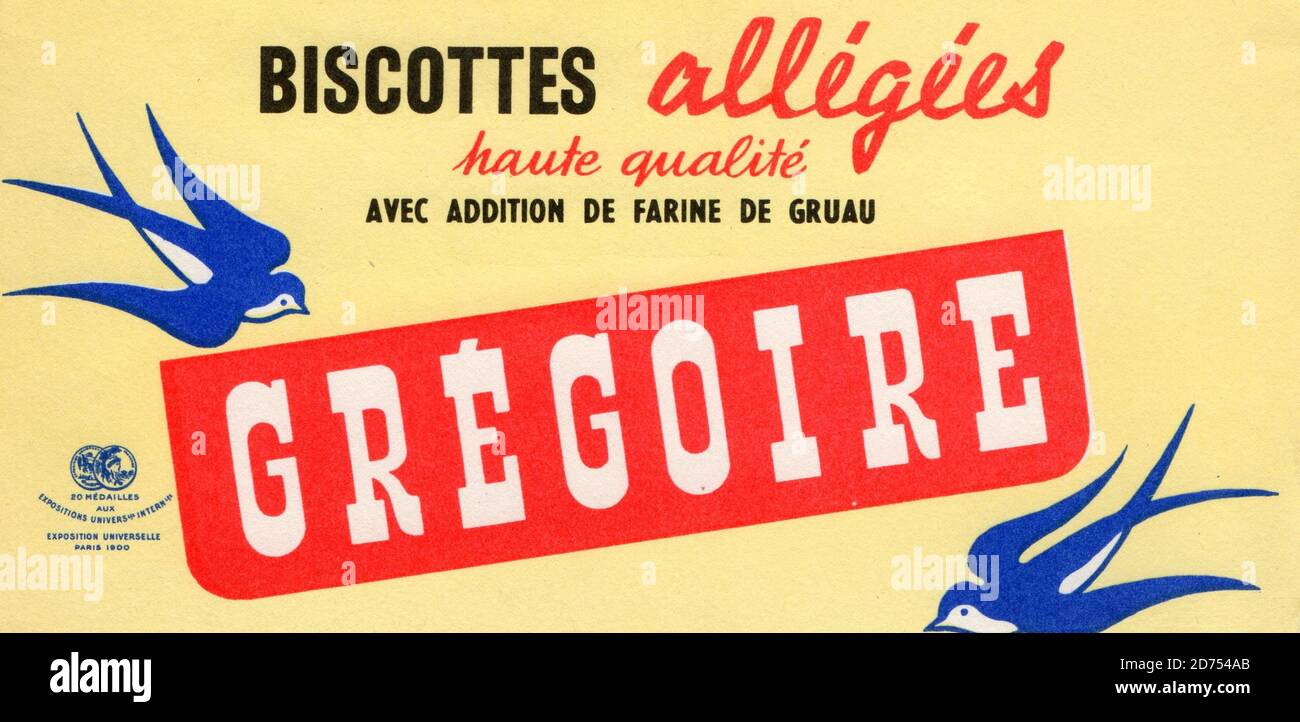 Etiquette De Biscottes Gregoire Vers 1960 Stock Photo Alamy Etiquette De Biscottes Gregoire Vers 1960 Stock Photo Alamy