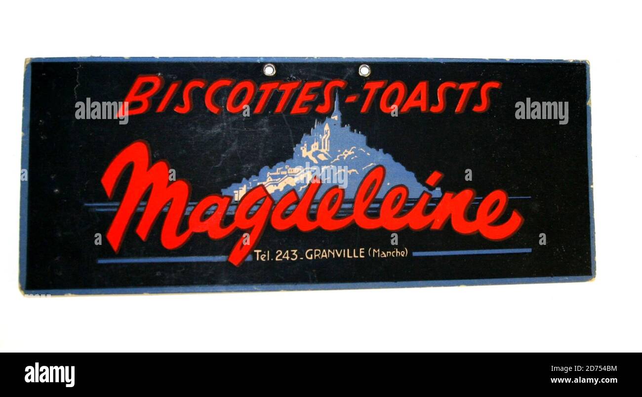 Carton publicitaire biscottes Magdeleine vers 1970 Stock Photo