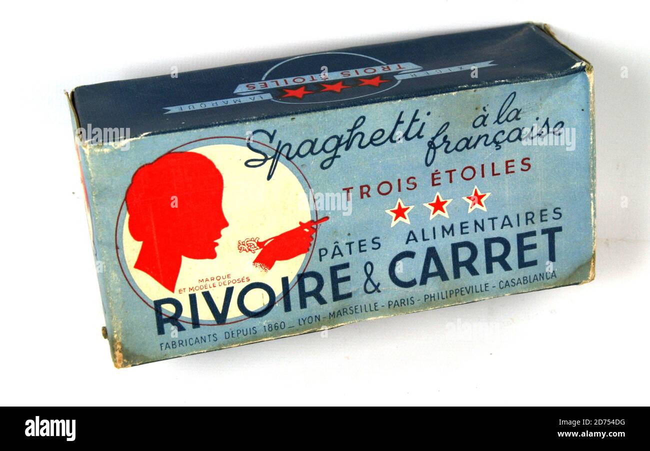 Boite de spaghetti Rivoire et Carret vers 1945 Stock Photo