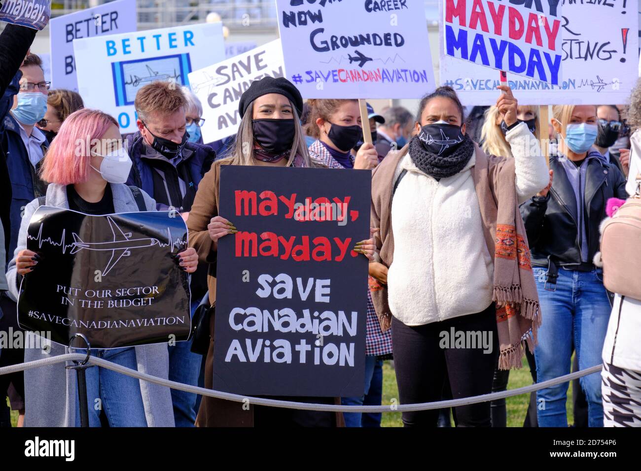 Ottawa Canada October 20th 2020 A Few Hundred Employees Of Canadian Airlines Including Pilots Flight Attendants And Maintenance Workers Marched In Front Of The Canadian Parliament To Demand Government Support For The