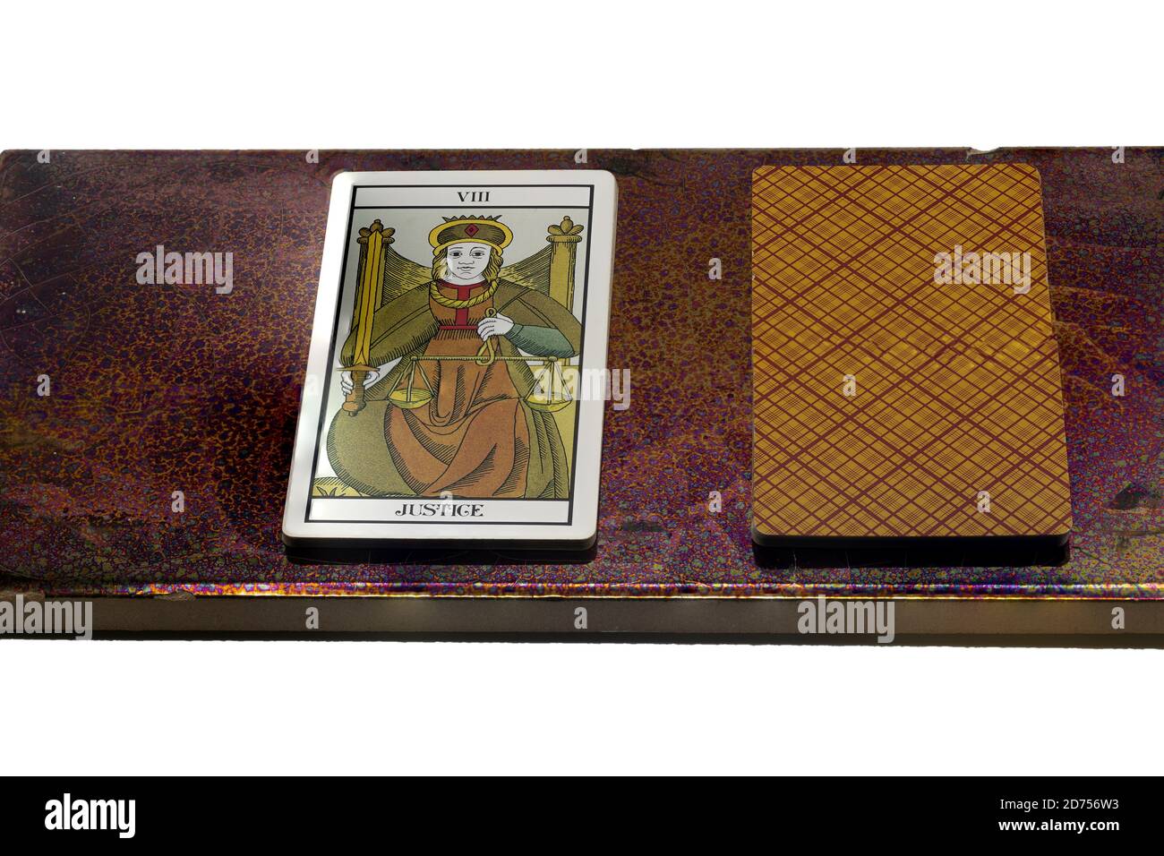 Tarot card - Justice, symbolizing balance and equilibrium Stock Photo