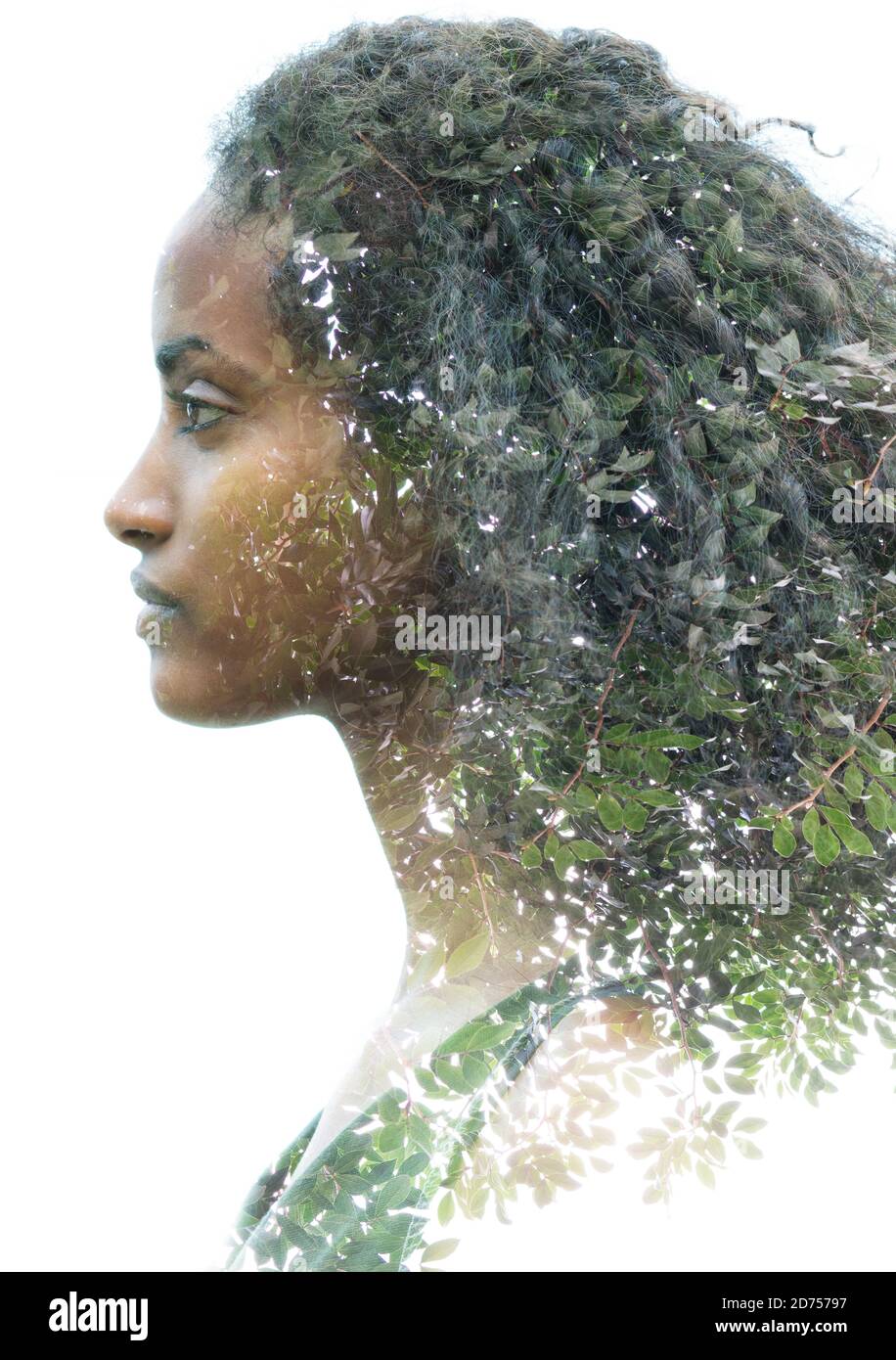 Surreal creative double exposure portrait Stock Photo - Alamy