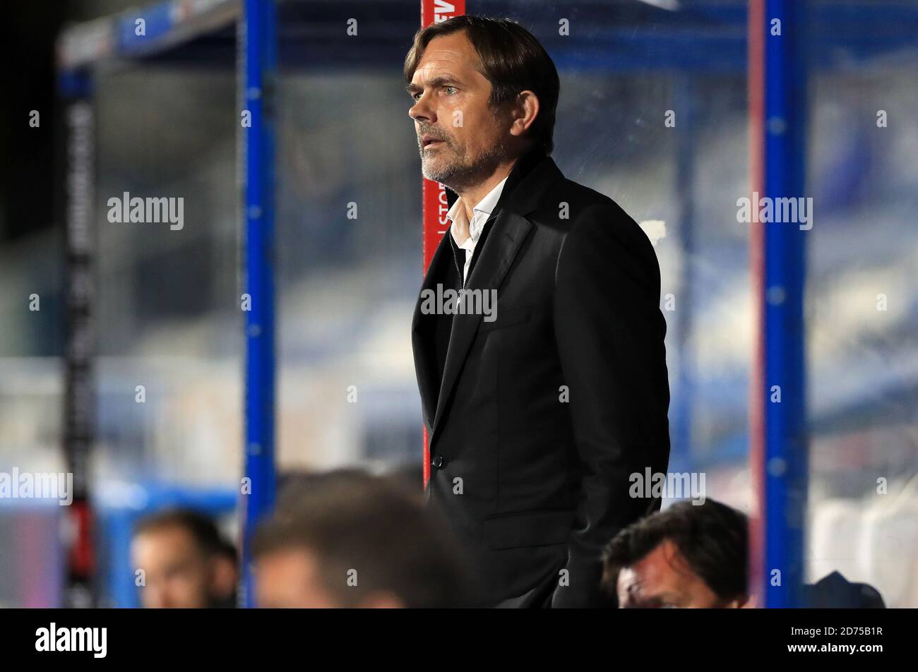 Derby County manager Phillip Cocu looks on during the Sky Bet Championship match at The John Smith's Stadium, Huddersfield. Stock Photo