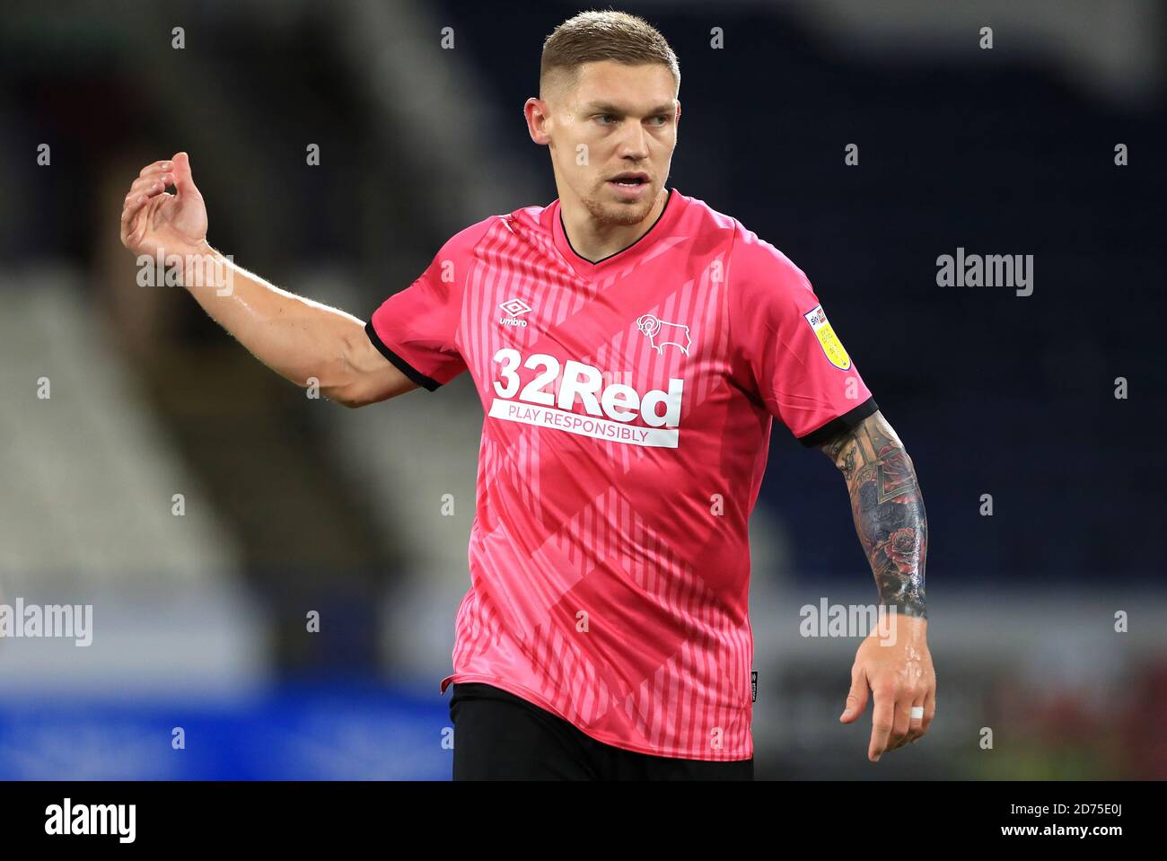 Derby County's Martyn Waghorn in action during the Sky Bet Championship match at The John Smith's Stadium, Huddersfield. Stock Photo