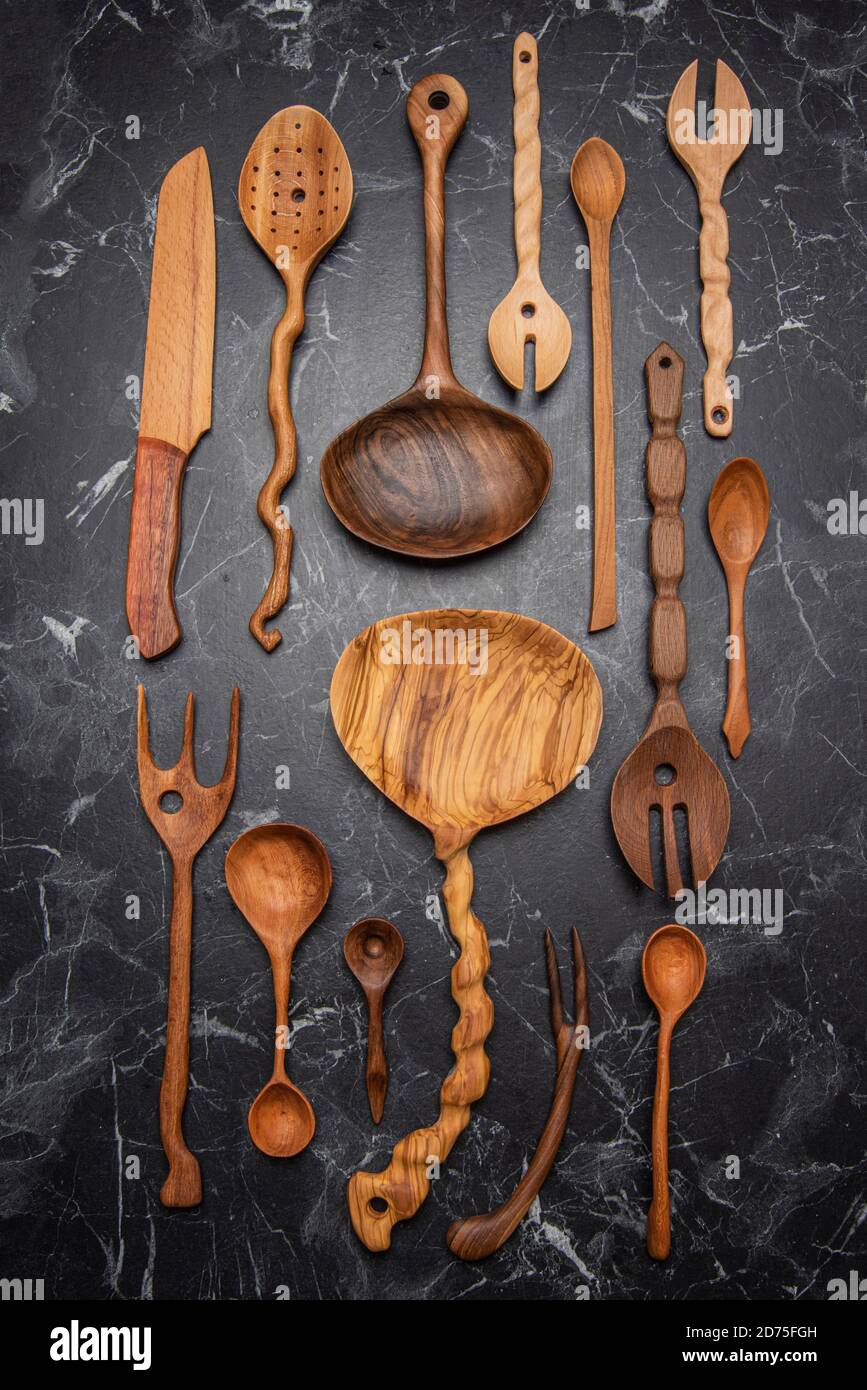 Wood carving kitchen online utensils