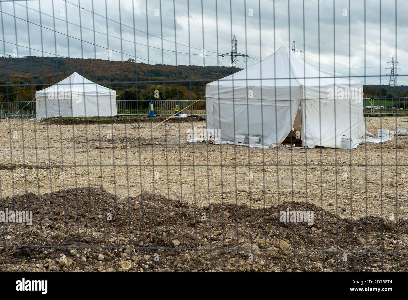Wendover, Buckinghamshire, UK. 20th October 2020. An archeological dig