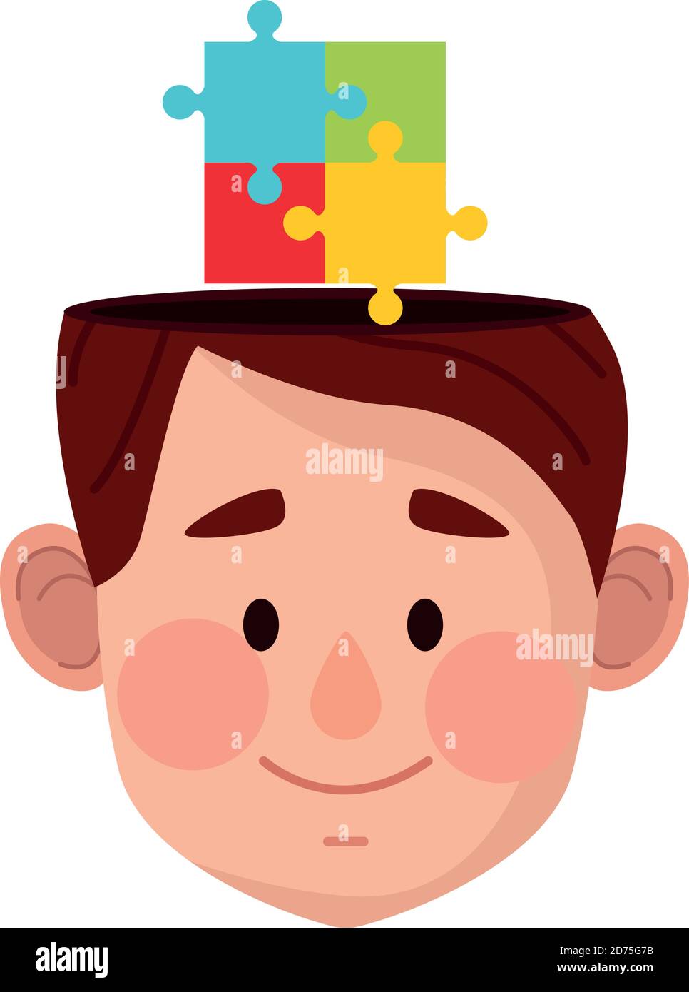 human head with puzzle pieces mental health care vector illustration ...