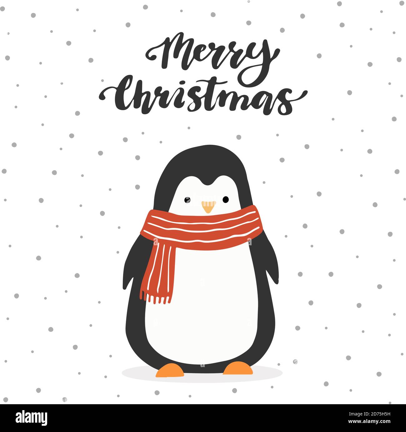 Christmas greeting card design with cartoon penguin character, hand drawn  design elements, lettering qoute Merry Christmas Stock Vector Image & Art -  Alamy