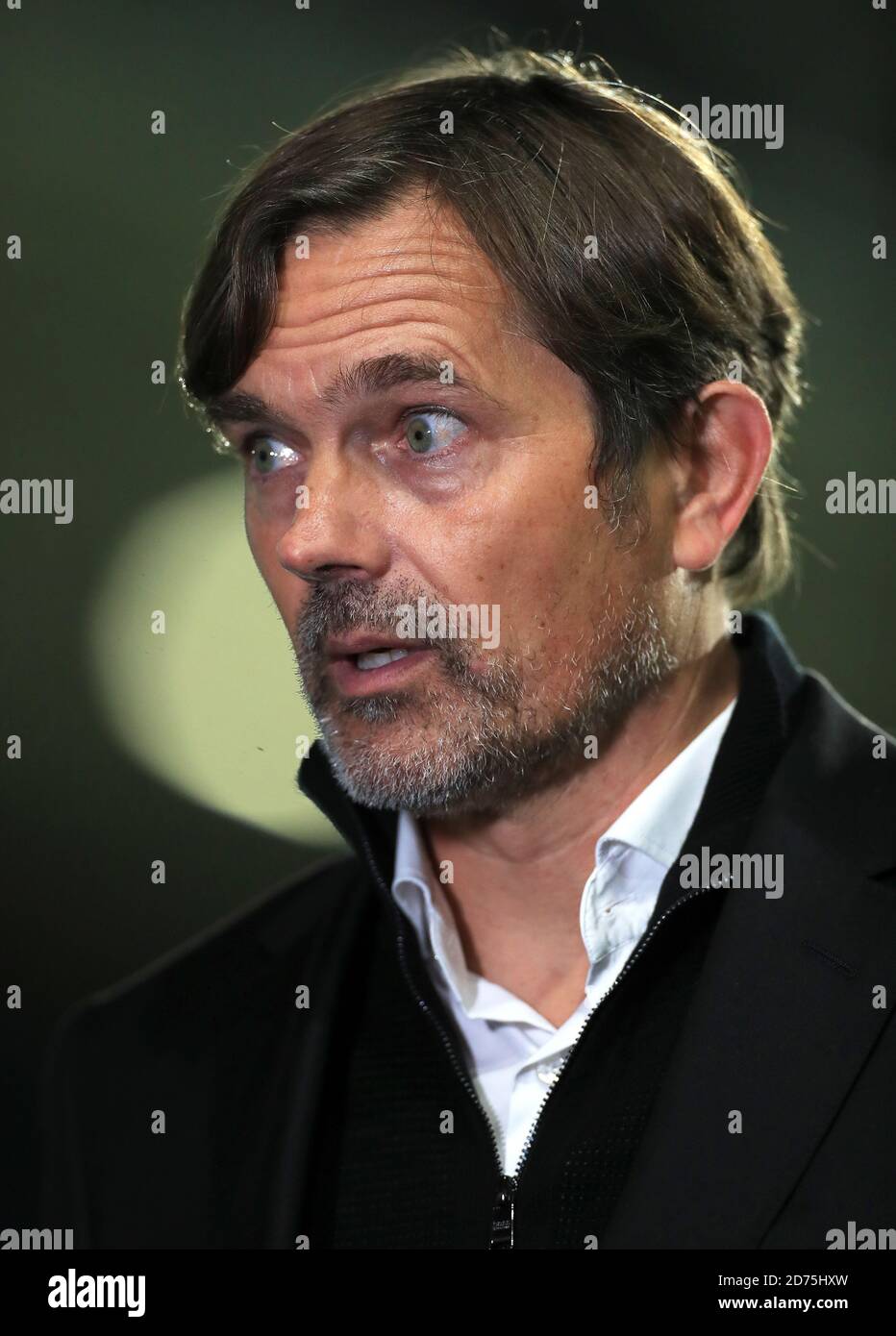 Derby County manager Phillip Cocu after the final whistle during the Sky Bet Championship match at The John Smith's Stadium, Huddersfield. Stock Photo