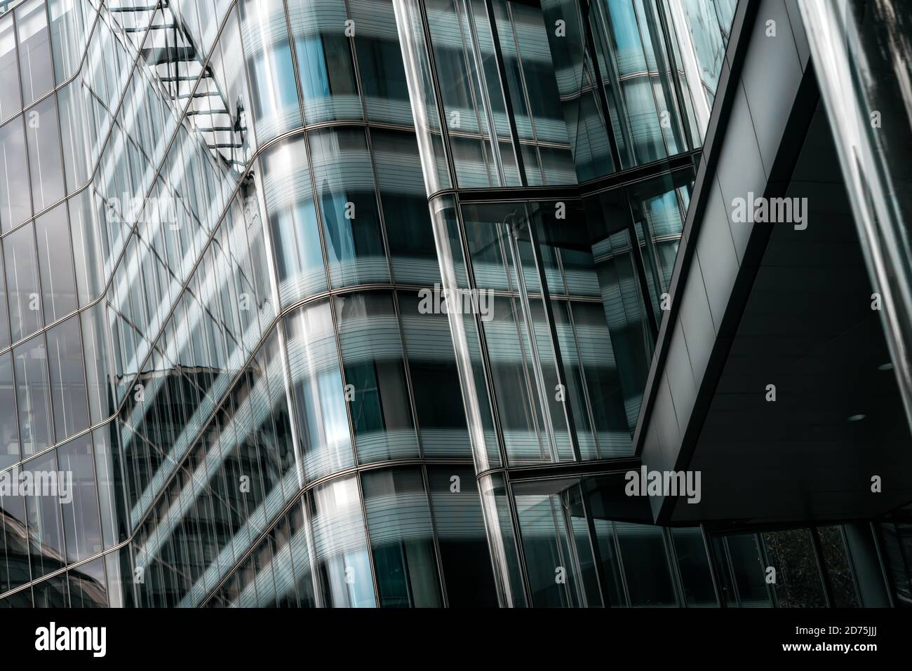 Abstract View of Modern Glass and Steel Architecture with Reflections in London, UK Stock Photo