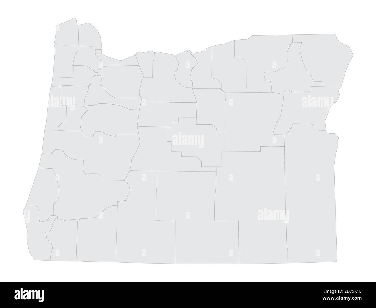 Grey Flat Election Counties Map of the USA Federal State of Oregon Stock Vector