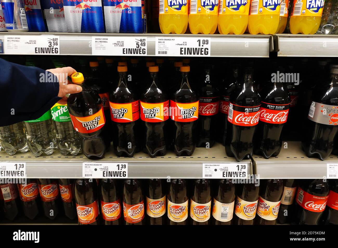 Soft drinks in a shop Stock Photo