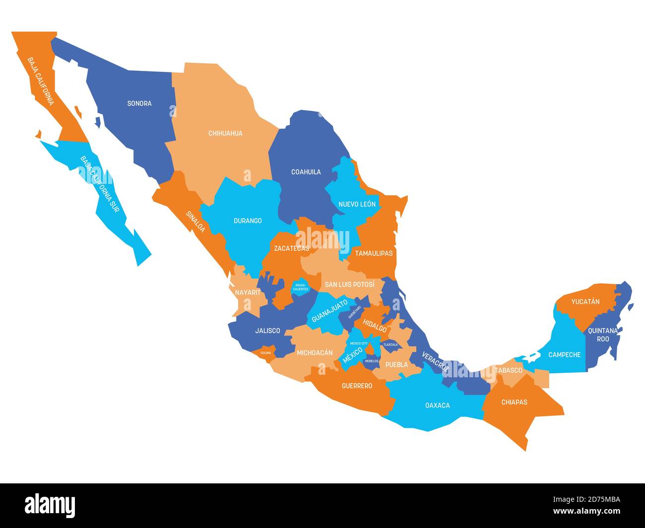 Political Map Of Mexico Colorful Political Map Of Mexico. Administrative Divisions - States. Simple  Flat Vector Map With Labels Stock Vector Image & Art - Alamy