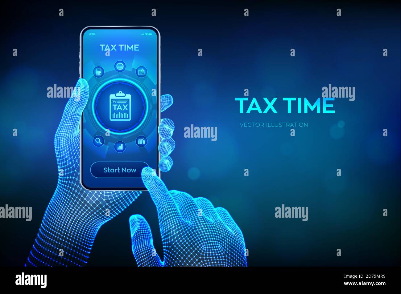 Concept tax payment. Data analysis, financial research report and