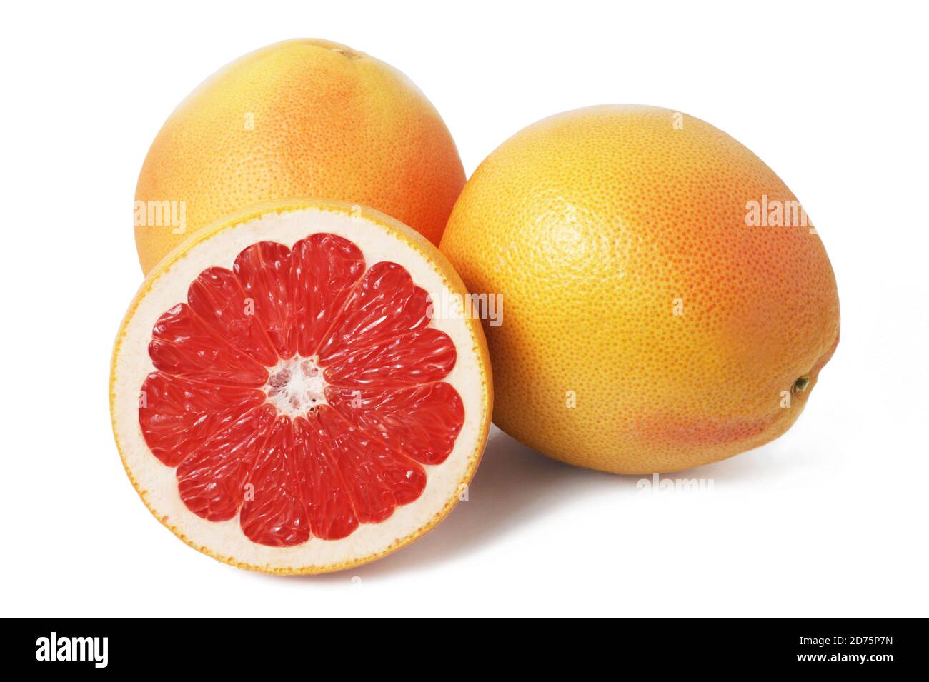 Fresh Red Grapefruits. Slice. Isolate on a White background. Side view Stock Photo
