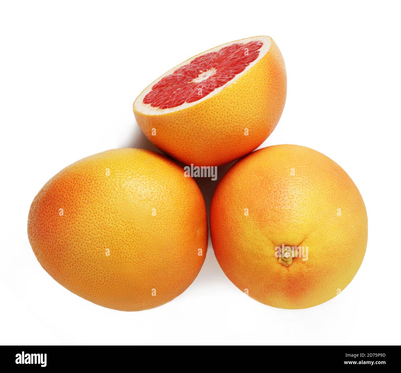 Fresh Red Grapefruits. Slice. Isolate on a White background. Top view Stock Photo