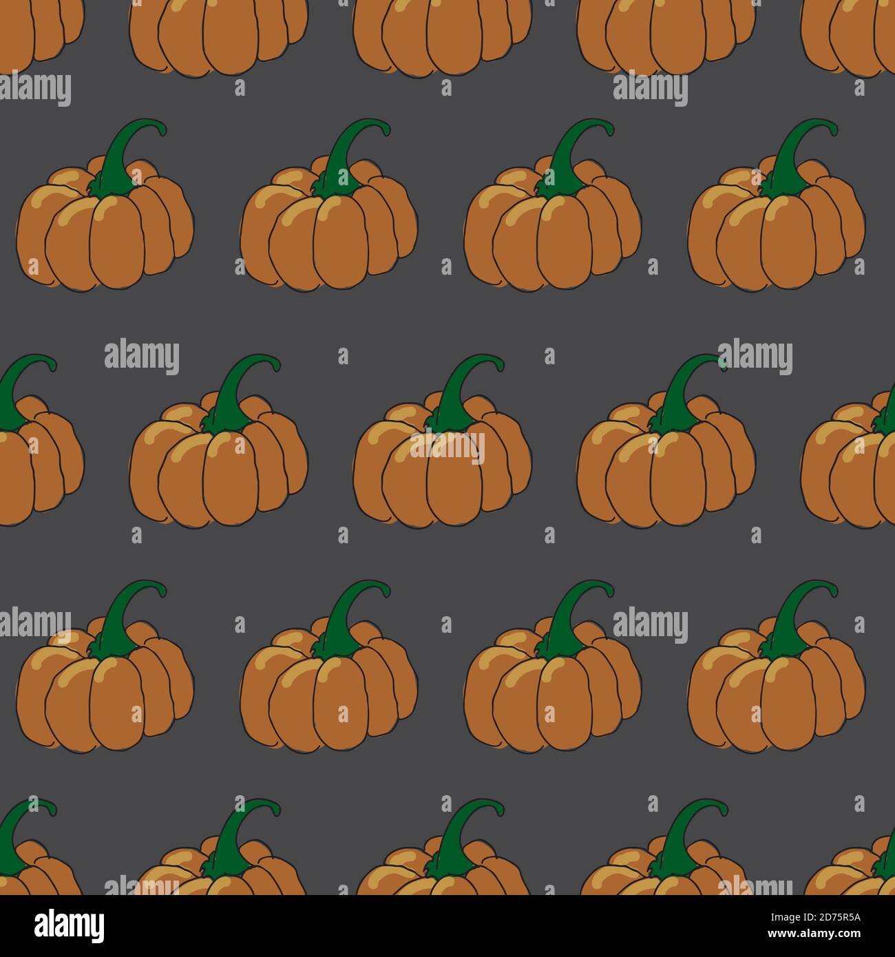 Pumpkins background seamless vector repeat gray background surface pattern design Stock Vector