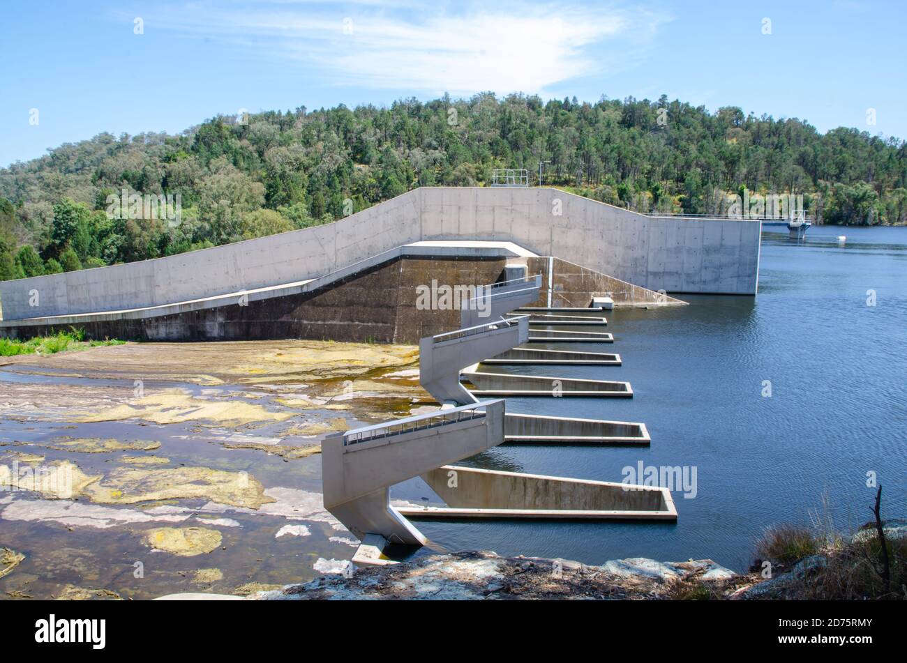 Quipolly Dam Wall and Spillway Stock Photo