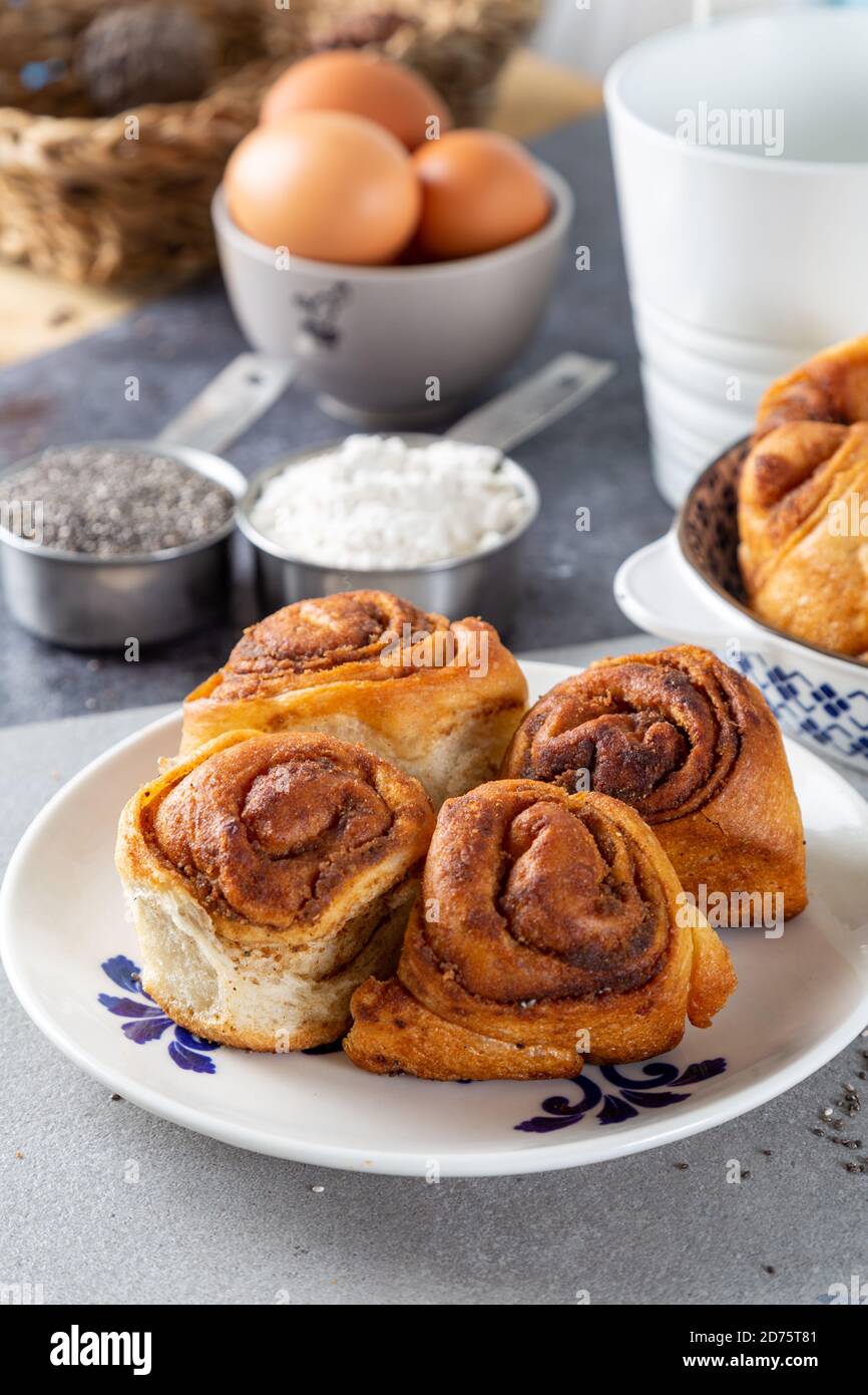 Bun with poppy seeds. Freshly baked bun with poppy seeds Stock Photo
