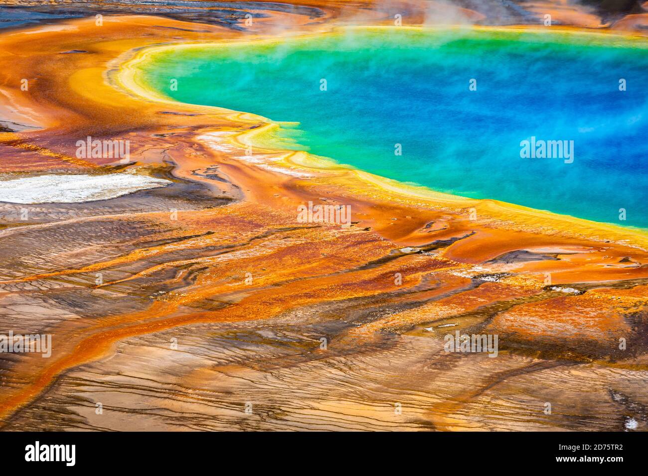 Grand Prismatic Spring closeup in Yellowstone National Park, Wyoming Stock Photo