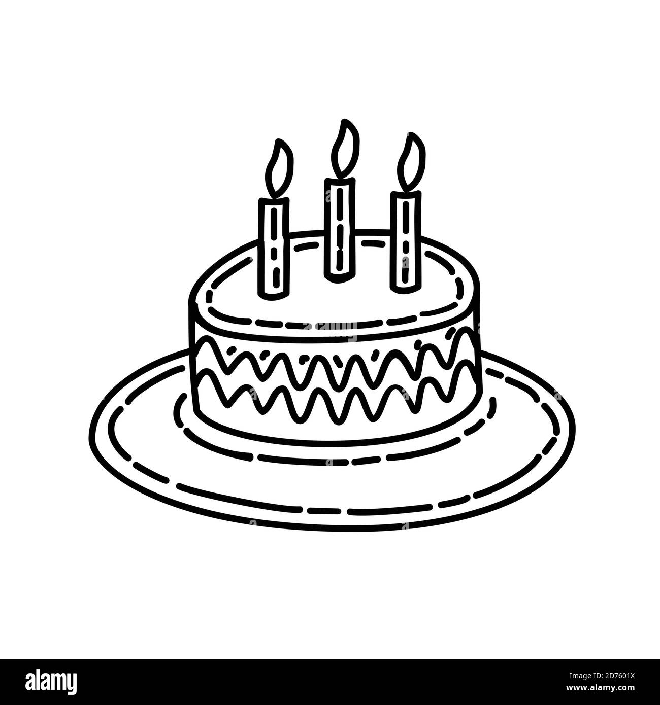Candle Cake Icon. Doddle Hand Drawn or Black Outline Icon Style Stock Vector