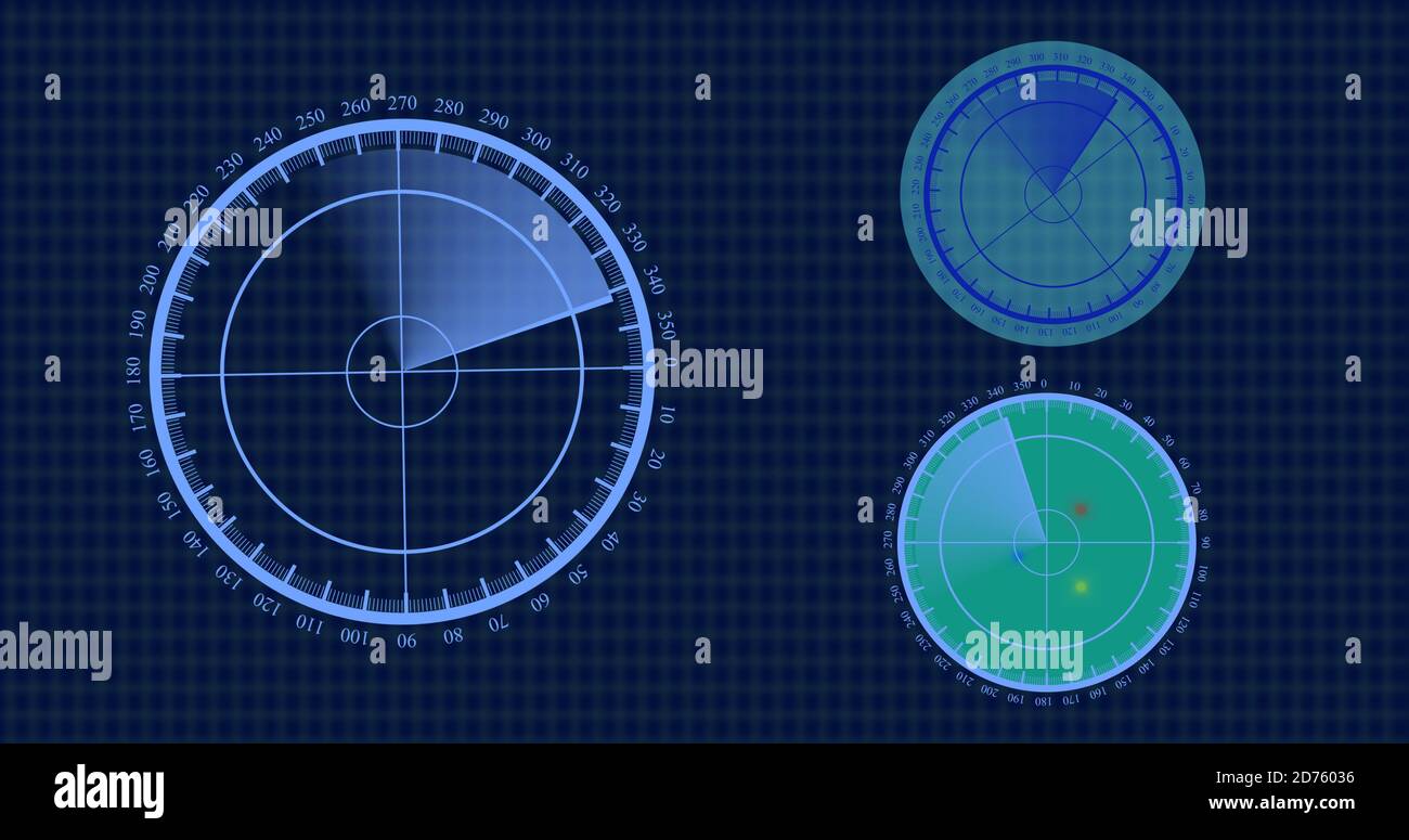 Radar scanner search for enemy aircraft and ship. 3d view of radar scan over 4k resolution Stock