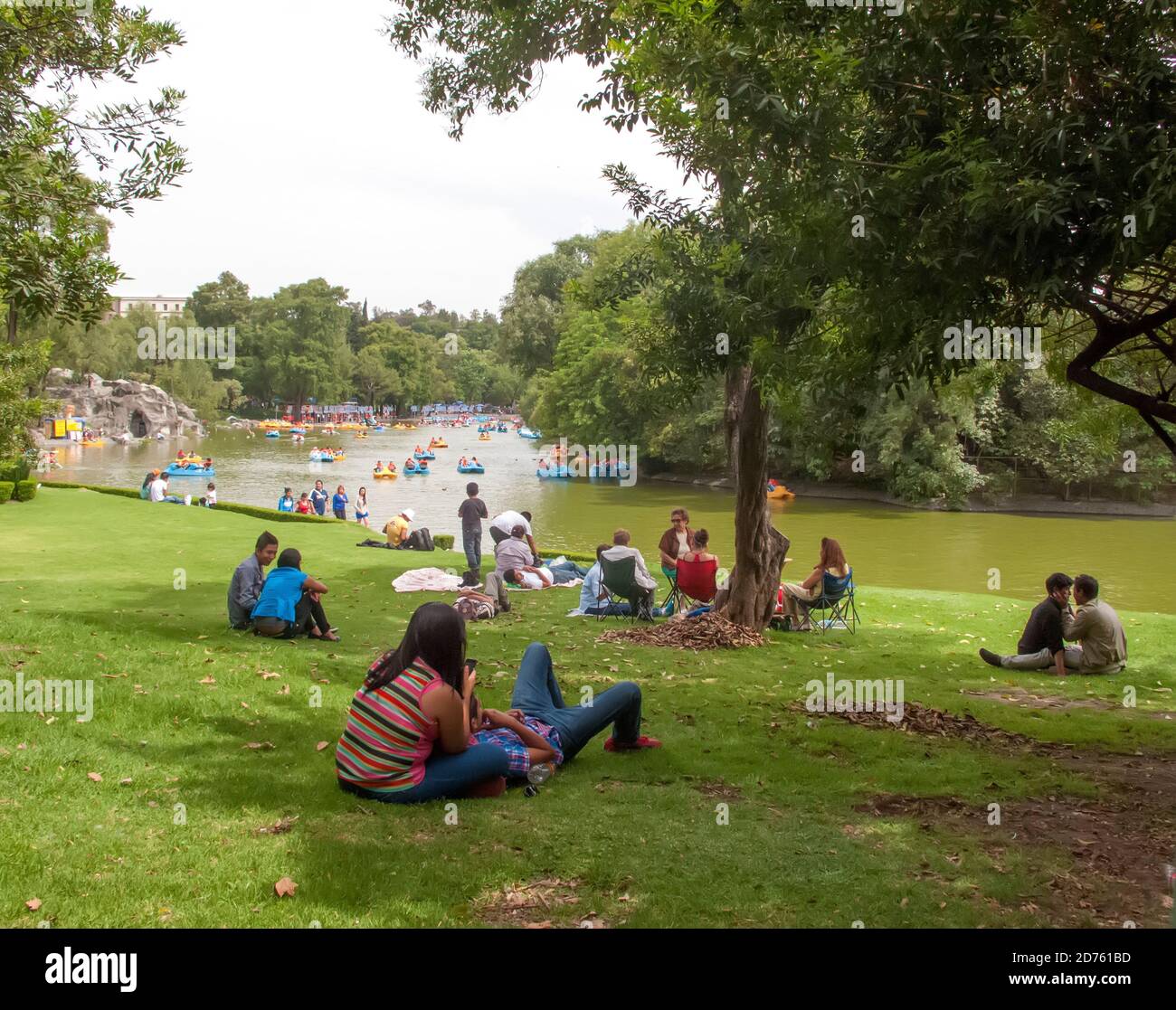 People relaxing in Chapultepec Park, Mexico City, Mexico Stock Photo