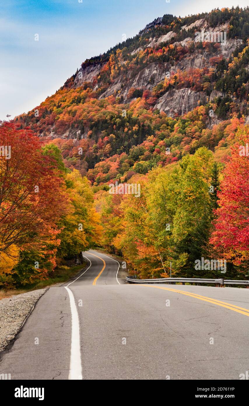 Awesome fall foliage colorful trees and scenic pathway Stock Photo