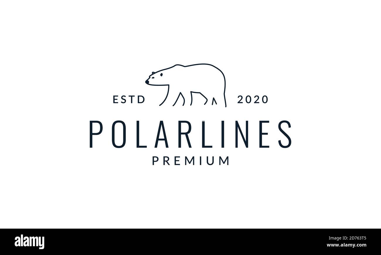 polar bear line art outline minimalist  logo vector icon illustration design Stock Vector