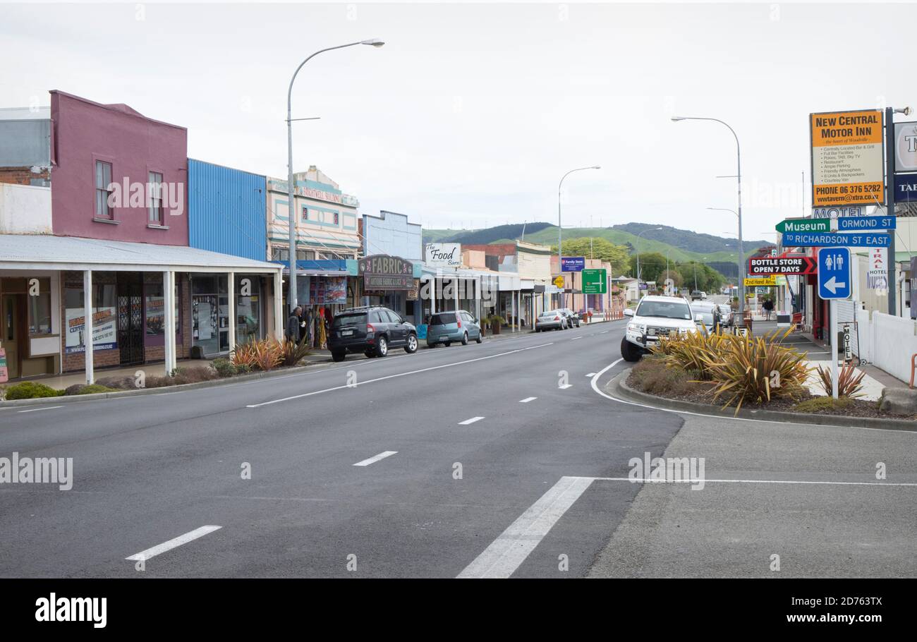 Woodville, New Zealand Oct 21 2020 The main street of the small North Island Town of