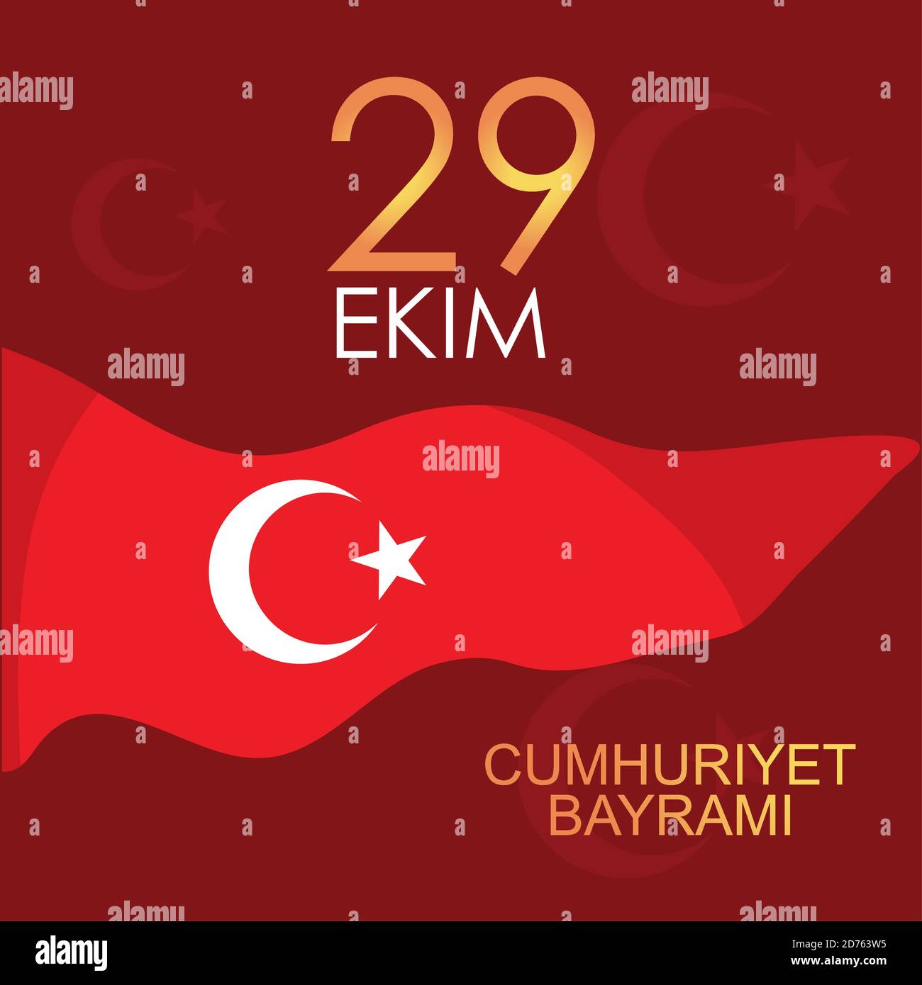 29 ekim Cumhuriyet Bayrami kutlu olsun, national flag turkey republic day vector illustration Stock Vector