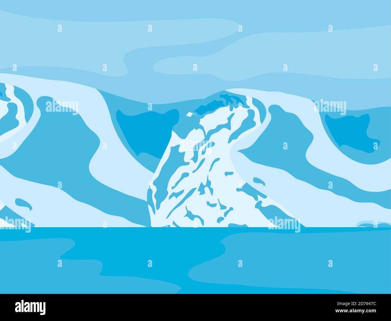 arctic winter icebergs landscape, colorful design, vector illustration