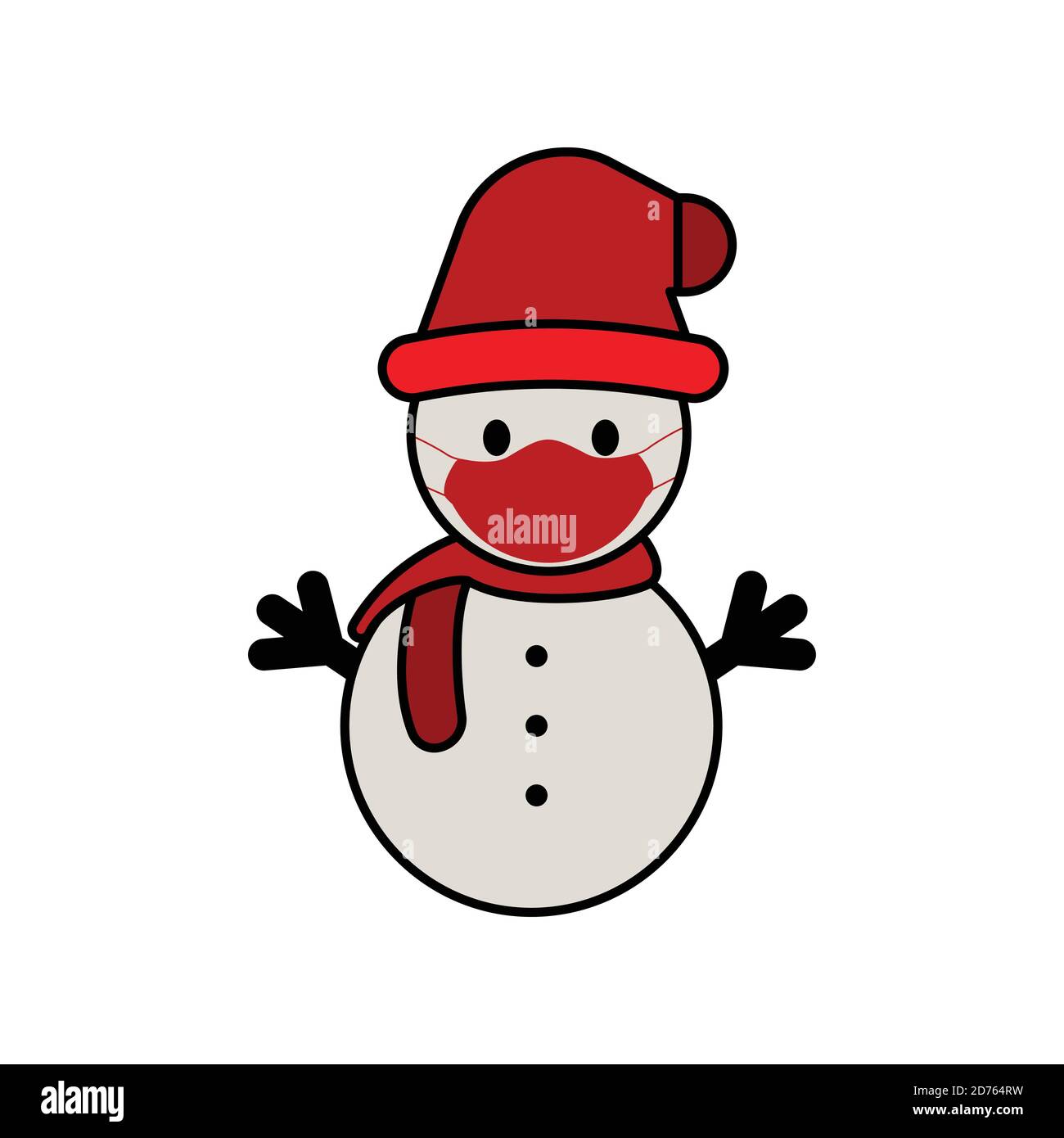 Snowman flat icon using a mask. winter symbol. Design template vector Stock Vector